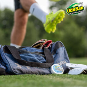 Stinky Soccer bag taken care of with OdoBan Solid Odor Eliminator.